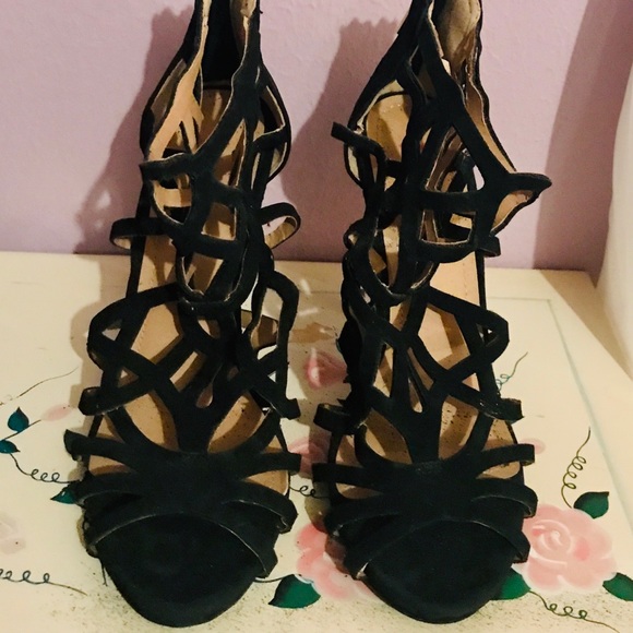 JustFab Shoes - JustFab Black Peep Toe Heels